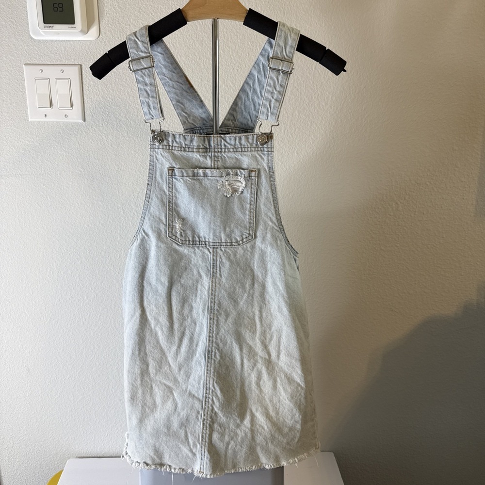 Wild Fable Distressed Light Wash‎ Denim Overall Dress Size Small